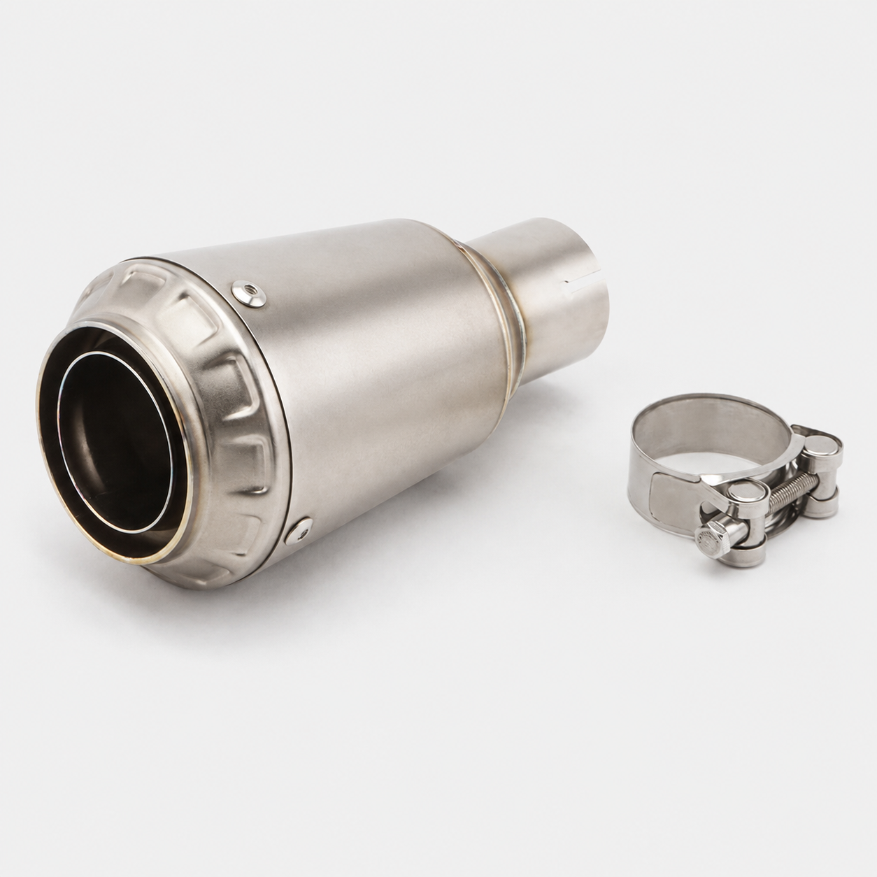 CFMOTO 450SR 2022-2025 stainless steel slip-on muffler with mounting clamp