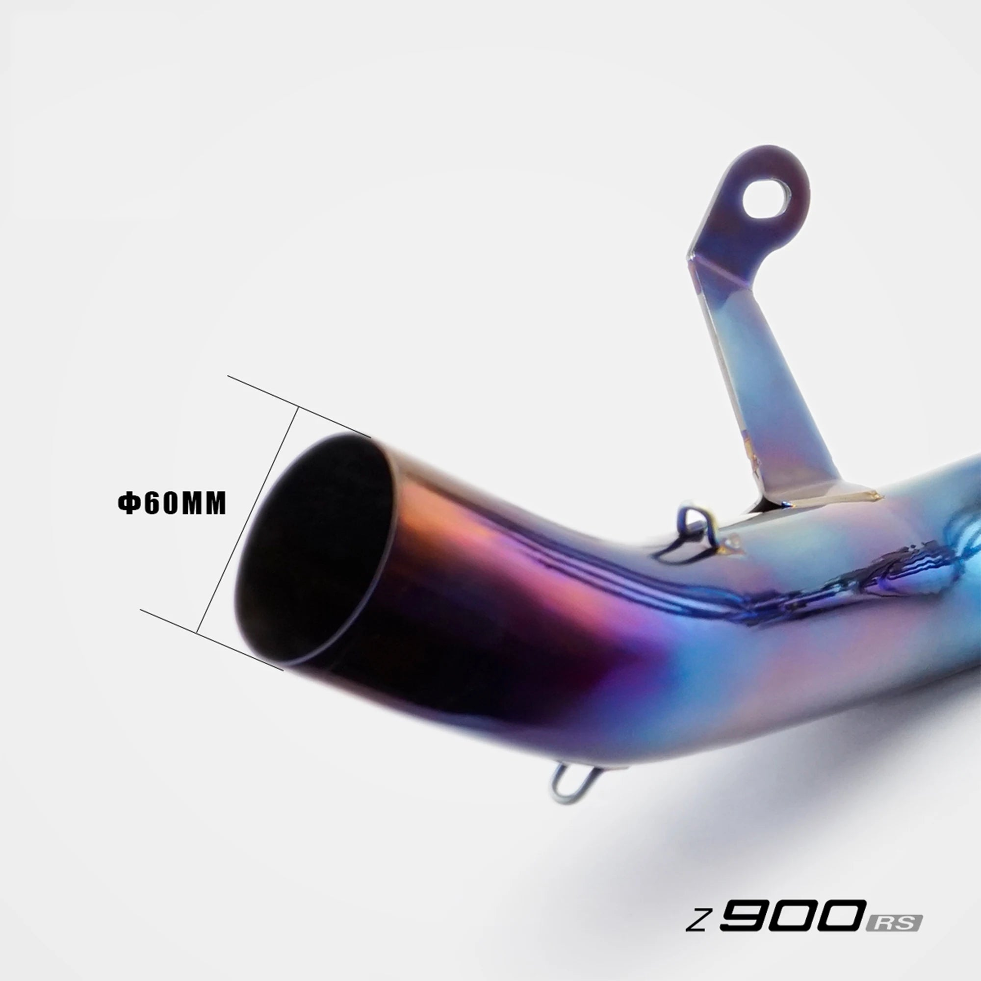 Kawasaki Z900RS clean titanium mid-pipe 60 mm outlet detail