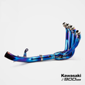 Kawasaki Z900RS clean blue titanium exhaust headers Type B