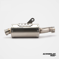 Triumph Scrambler 400 X clean standard outlet exhaust side view