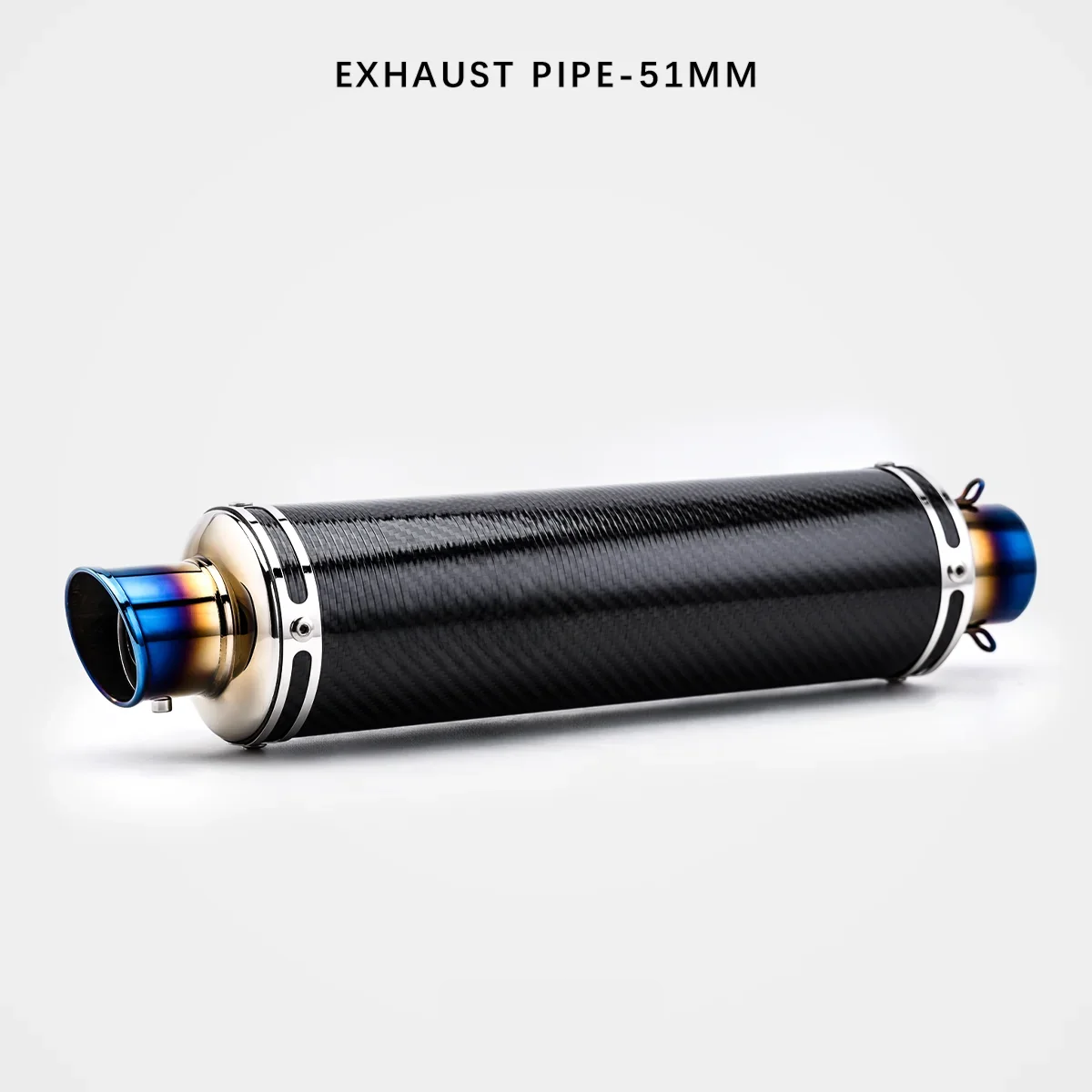 Universal 51mm stainless steel blue motorcycle muffler image 1