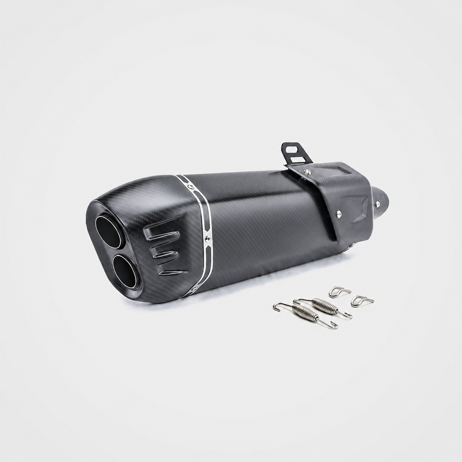Universal 51mm black carbon-fiber muffler alternate view