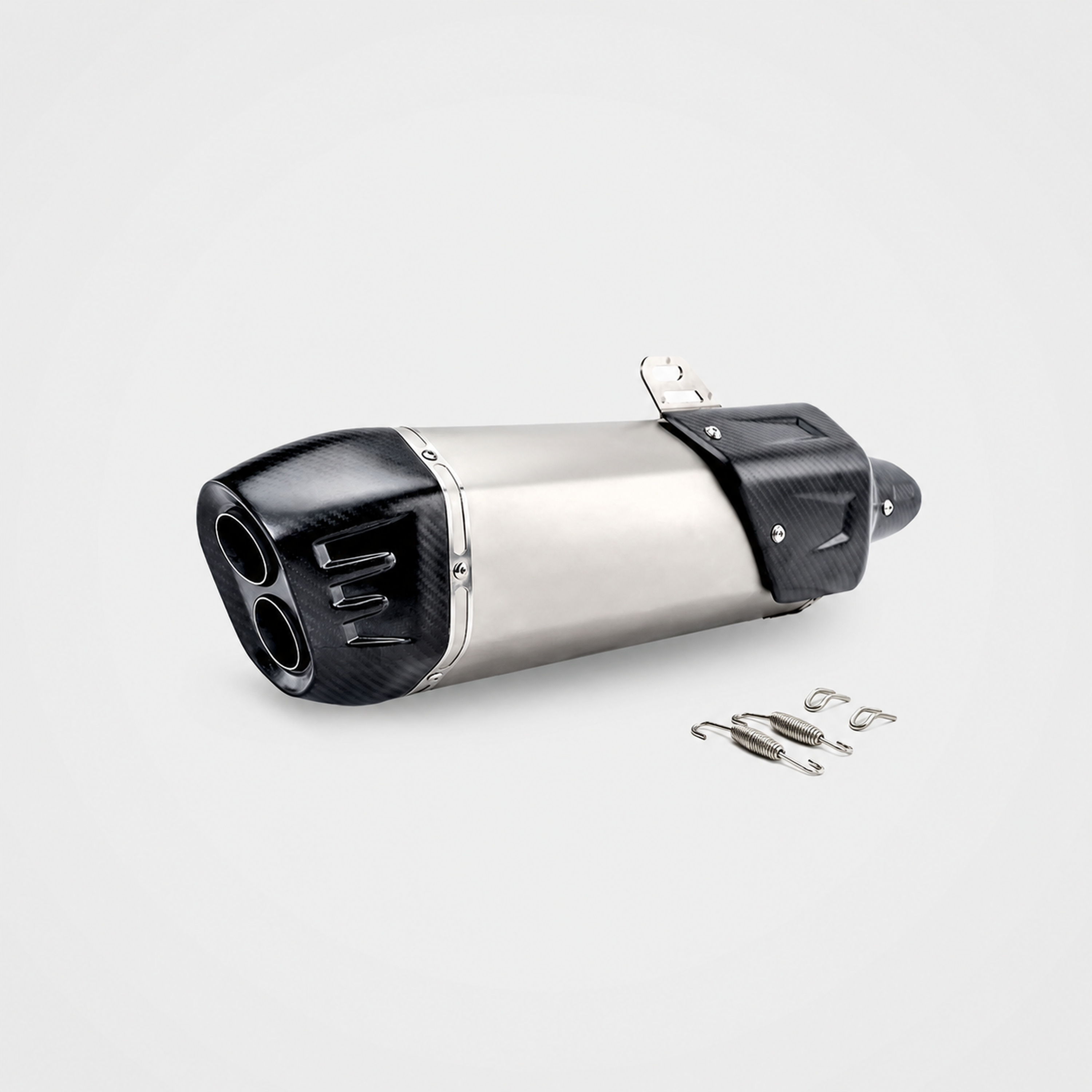 Universal 51mm silver carbon-tip muffler alternate view