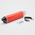 Universal 51mm dual-outlet motorcycle muffler in red