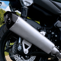 2025-2026 ZONTES 150X Full Exhaust System installed outdoors, muffler detail