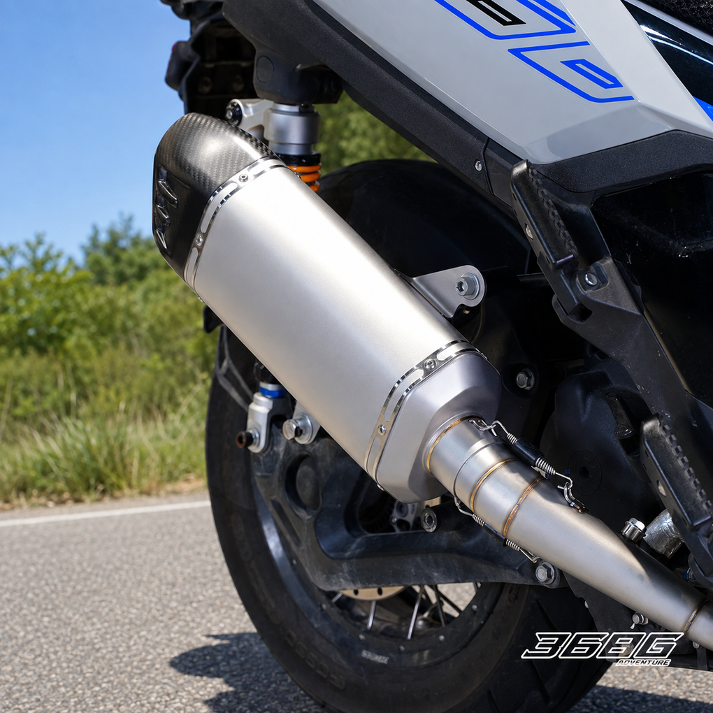 ZONTES 368G installed exhaust close-up outdoors